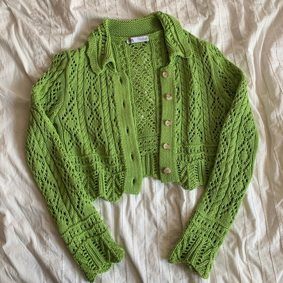 Zara Green Knit Cardigan - Picture 5 of 6